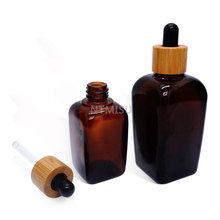 1oz Natural Bamboo Square Glass Dropper Bottle