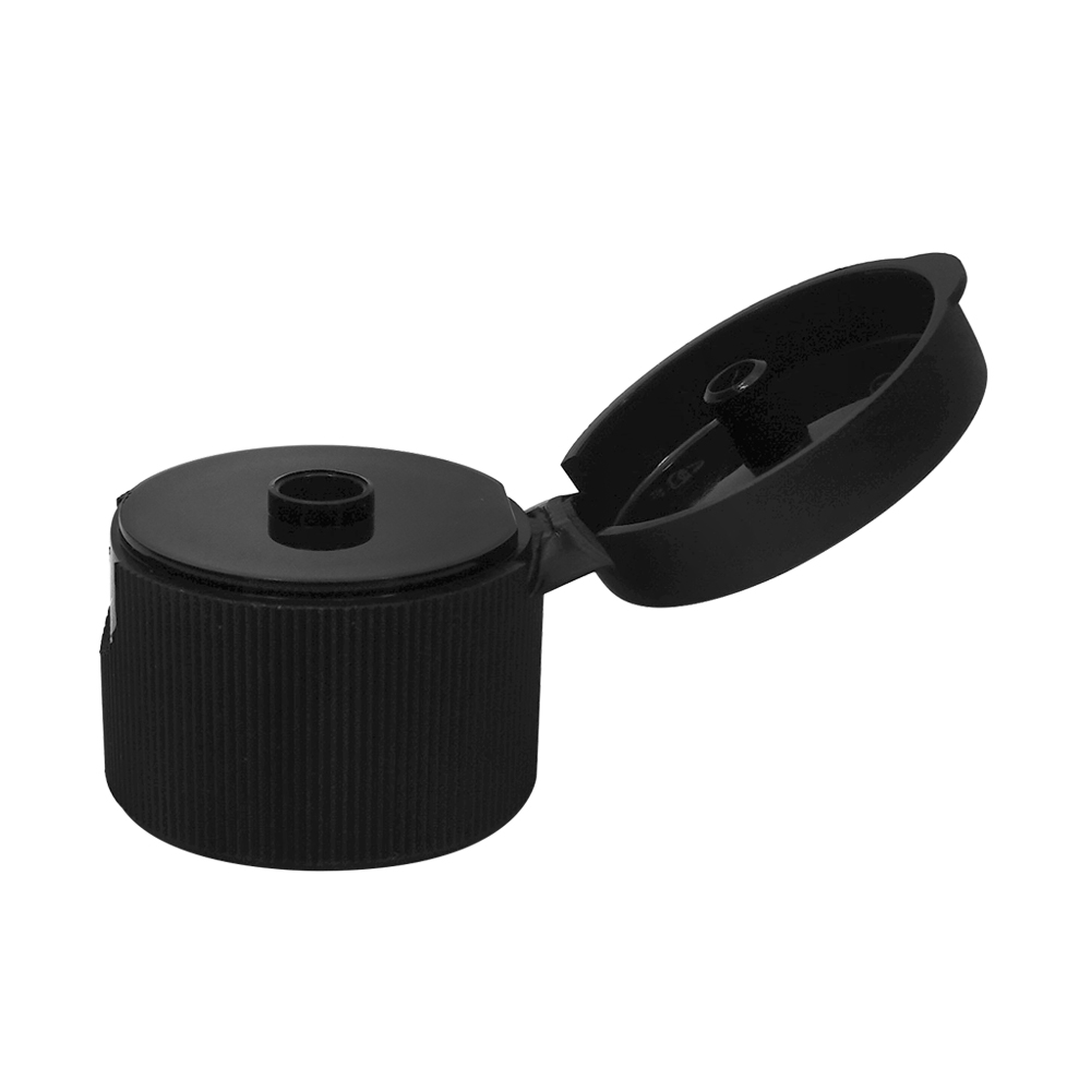 28 410 Black Plastic Ribbed Flip Top Cap