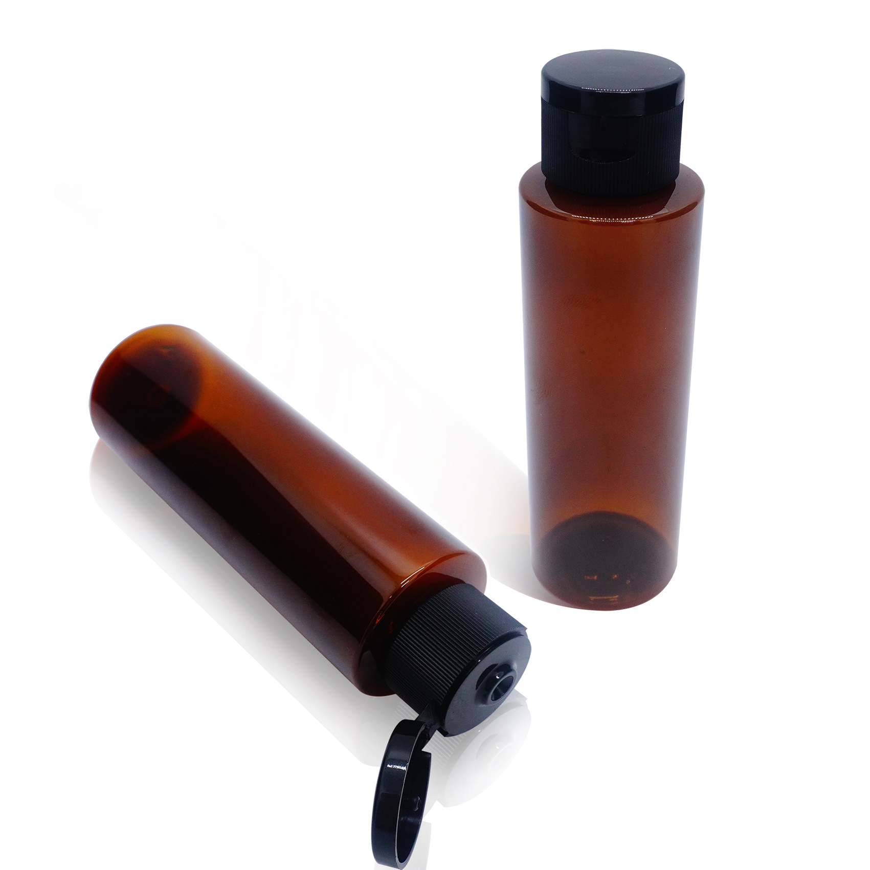 100ml Amber Cylinder Bottle with Black Flip Top Cap