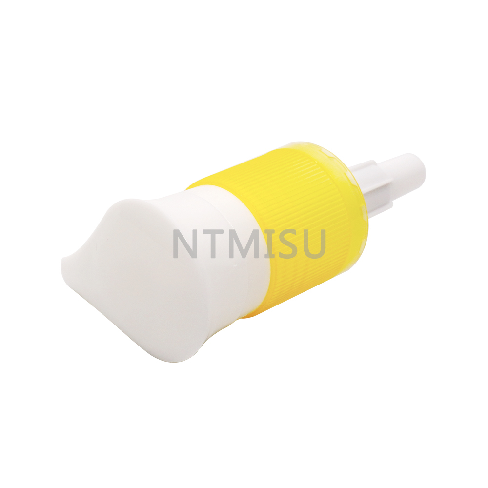 32 415 Yellow Ribbed Plastic Lotion Pump for Cosmetic Bottle