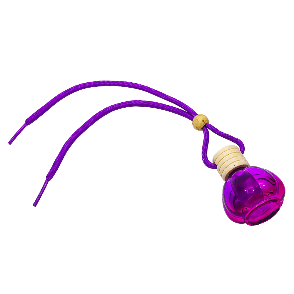 15ml Hanging Car Purple Glass Perfume Bottle with Wooden Cap