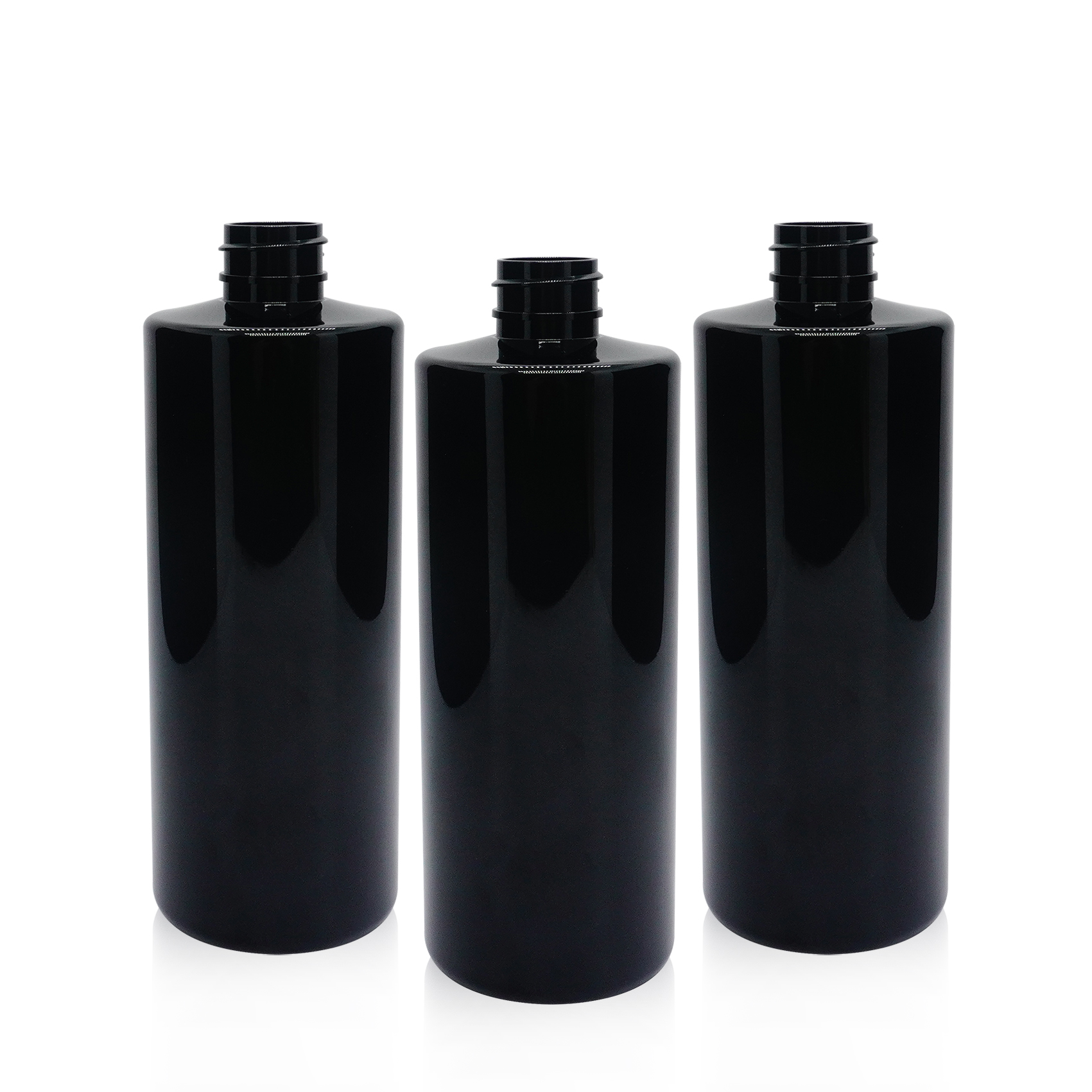 Black Cylinder Bottle with Bamboo Lotion Pump