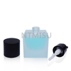 1oz Square Frosted Cream Pump Bottle Glass