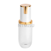 Luxury UV Plating Golden 45ml Flat Shoulder Shaped Glass Lotion Bottle with pump dispenser