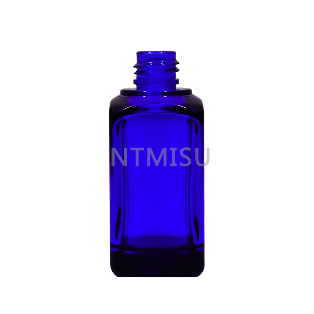 High Quality Blue Square 15ml Glass Essential Oil Bottle With Silicone Dropper