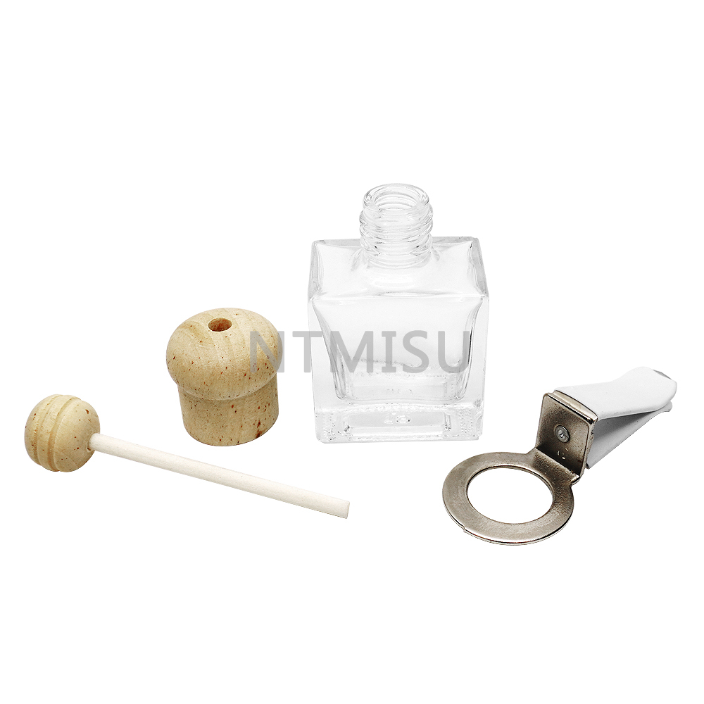 9ml Empty Car Perfume Glass Bottle And Wood Cover with Metal Button