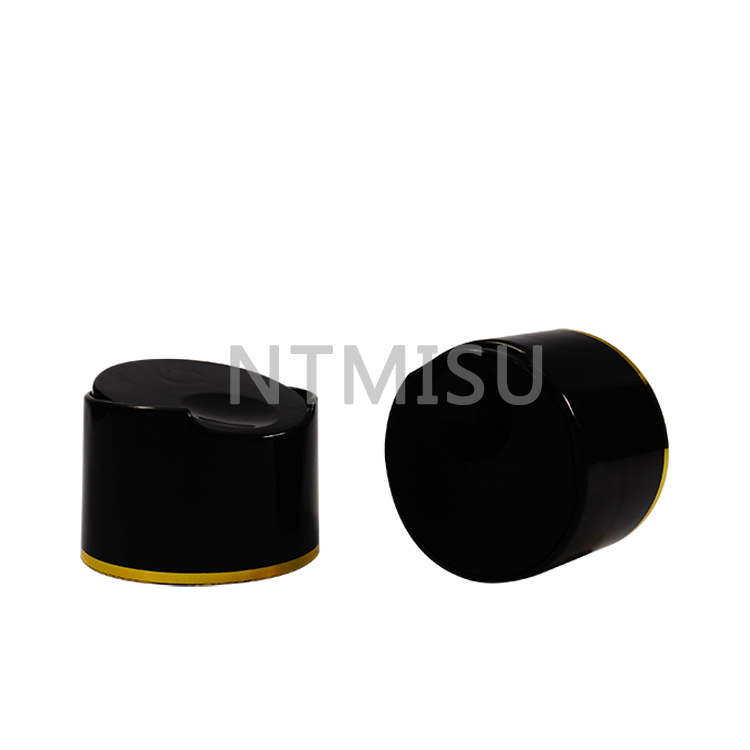 24mm Gold Line Black Double Disc Top Cap Plastic Screw Cap