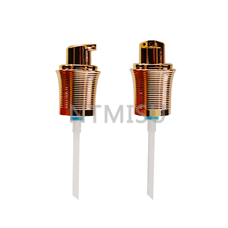 18 410 Luxury Shiny Golden Treatment Pump with Bowling Ball Shape Cap and External Spring