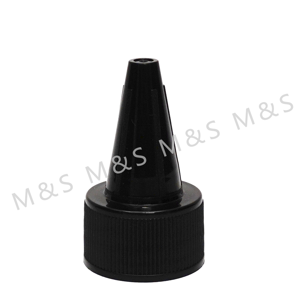 28 410 Plastic Black Ribbed Screw on Twist Top Cap for Bottles