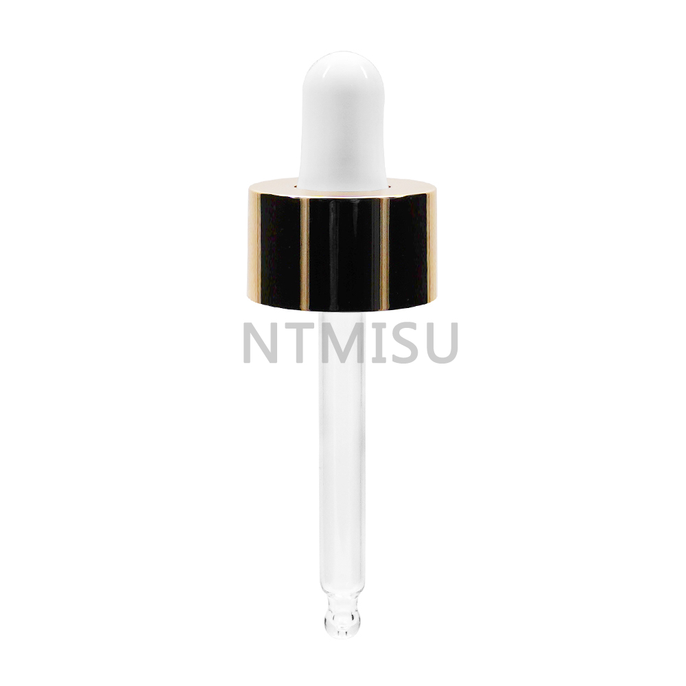 18 410 shiny gold smooth aluminum dropper with glass pipette