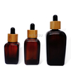 Amber Square Glass Bottle with Bamboo Dropper