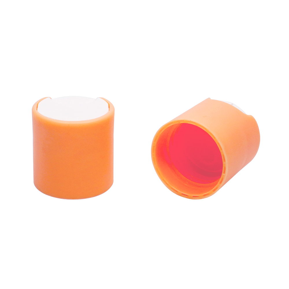 24 410 Orange and White Plastic Smooth Round Disc Top Cap 