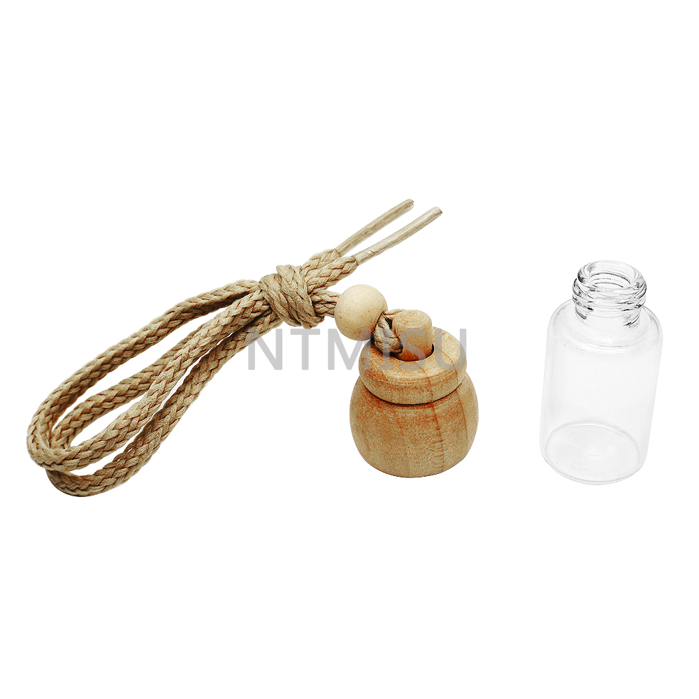 7ml Empty Hanging Car Perfume Glass Bottle with Wood Cap