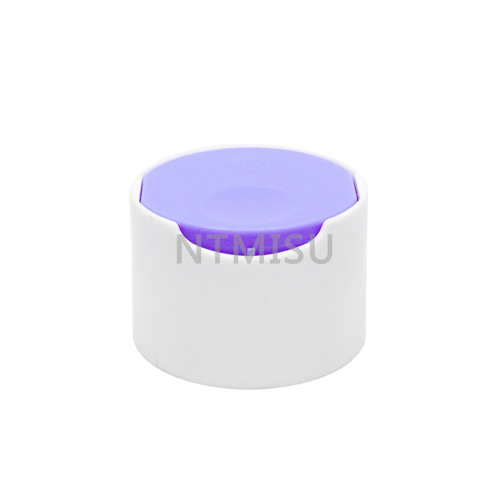 Hot Sale Screw Down 24mm Plastic Bottle Cover White and Purple Press Cosmetic Disc Top Cap