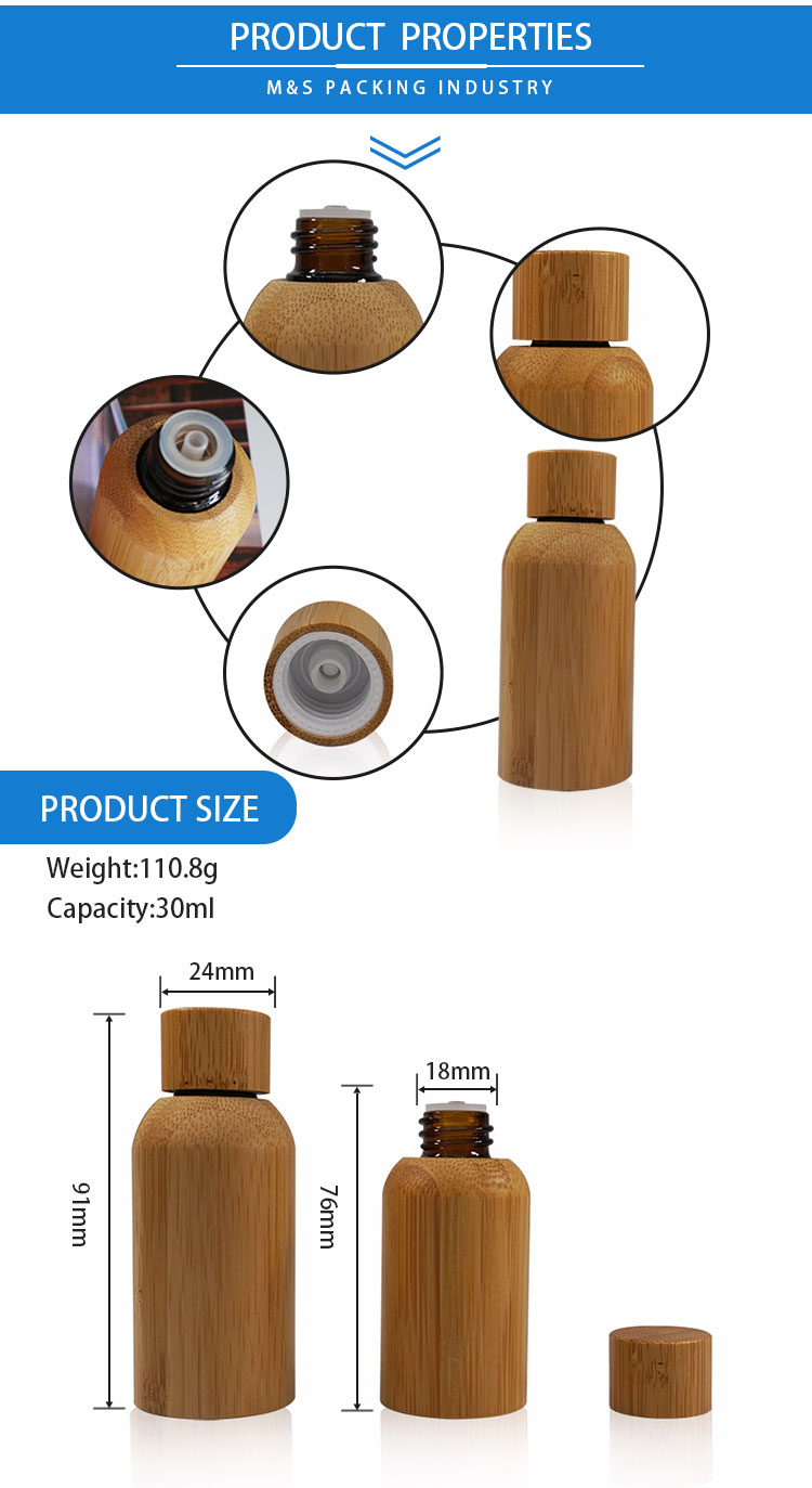 Eco Friendly Natural Bamboo Dropper Bottle detail