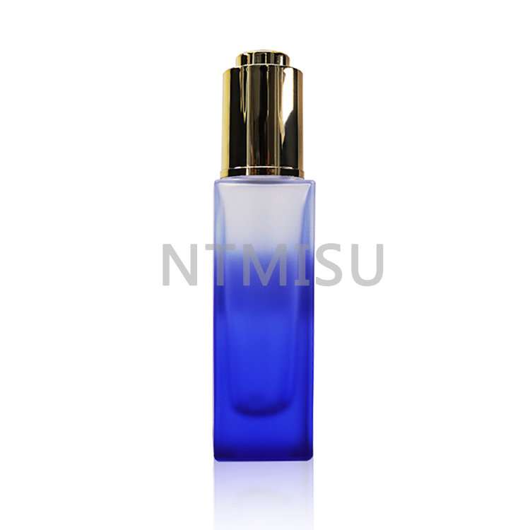 1oz 30ml Excellent Transparent Gradient Blue Glass Bottle with oil dropper for essential oil