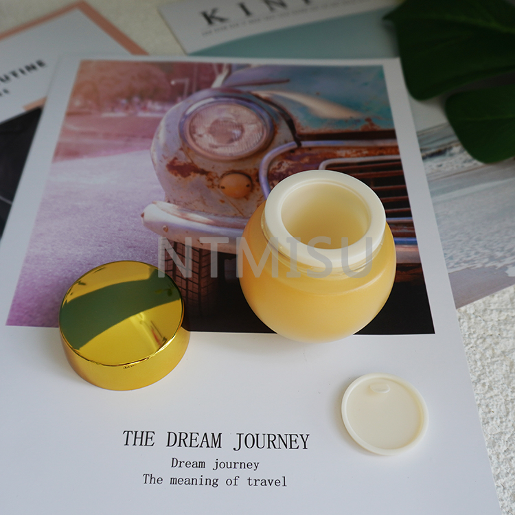 30g High Quality Gradient Orange Glass Cream Jar with Shining Golden Cap