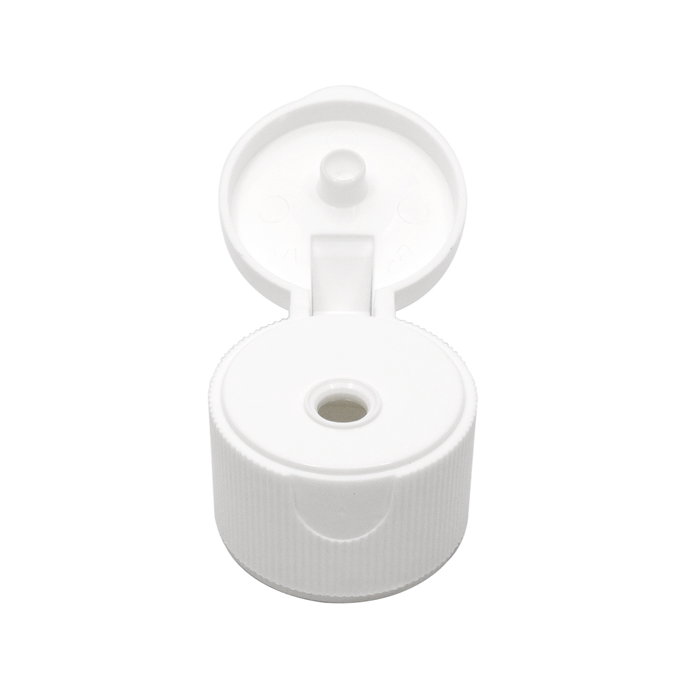28 410 White Ribbed Shampoo Flip Top Cap for Bottle