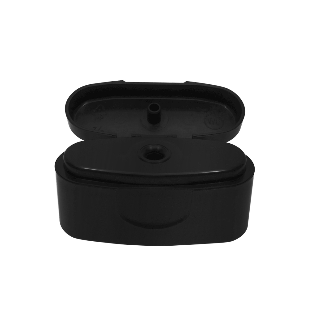High Quality Black Oval Flip Top Cap for Cosmetic Bottle