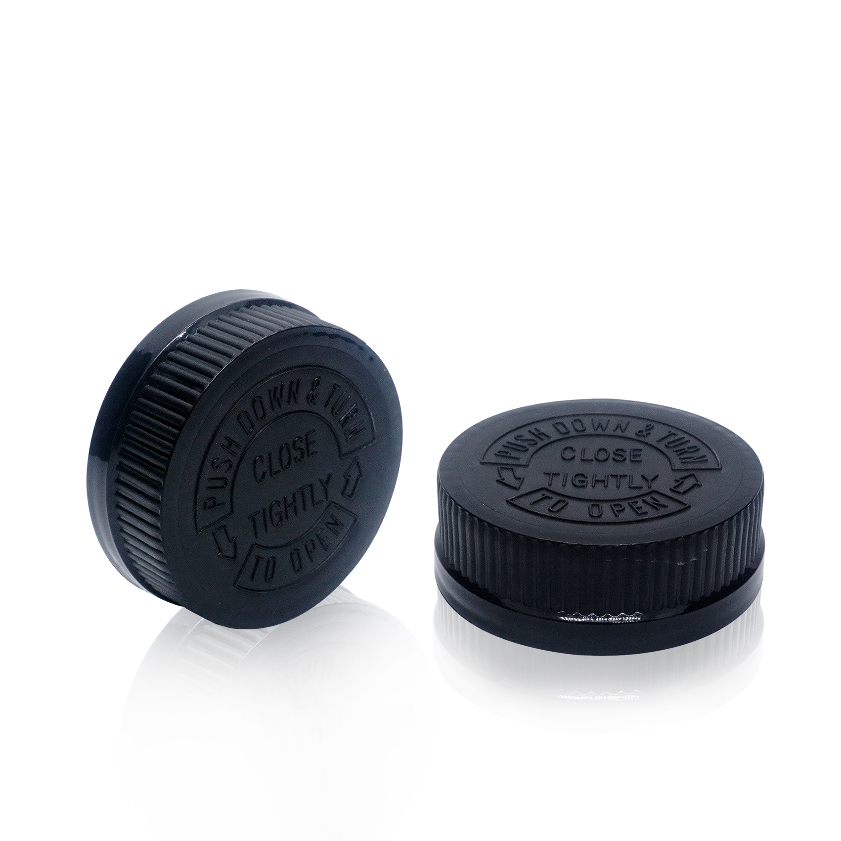 Black Ribbed Screw Childproof Press Cap
