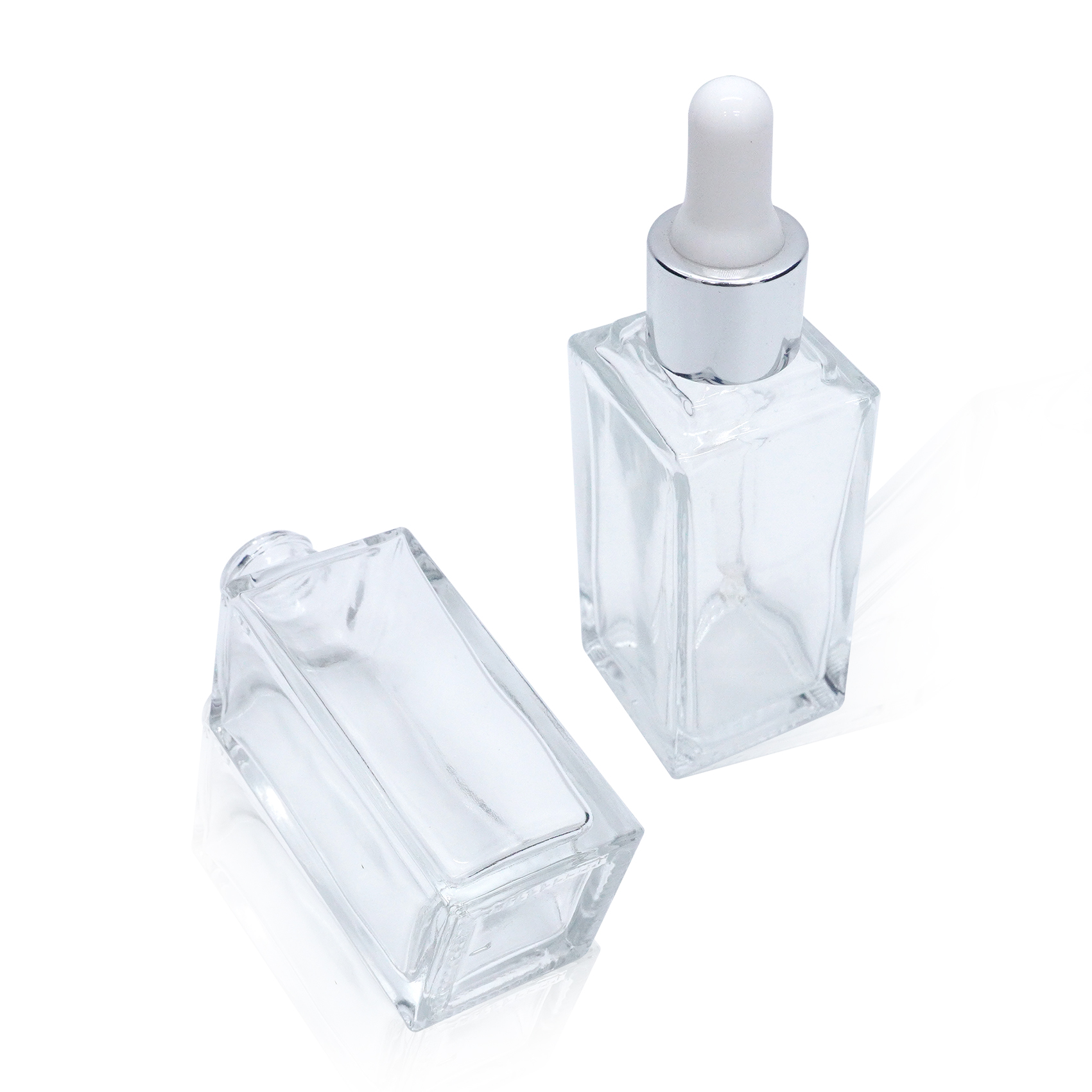 30ml Clear Square Glass Bottle with Dropper