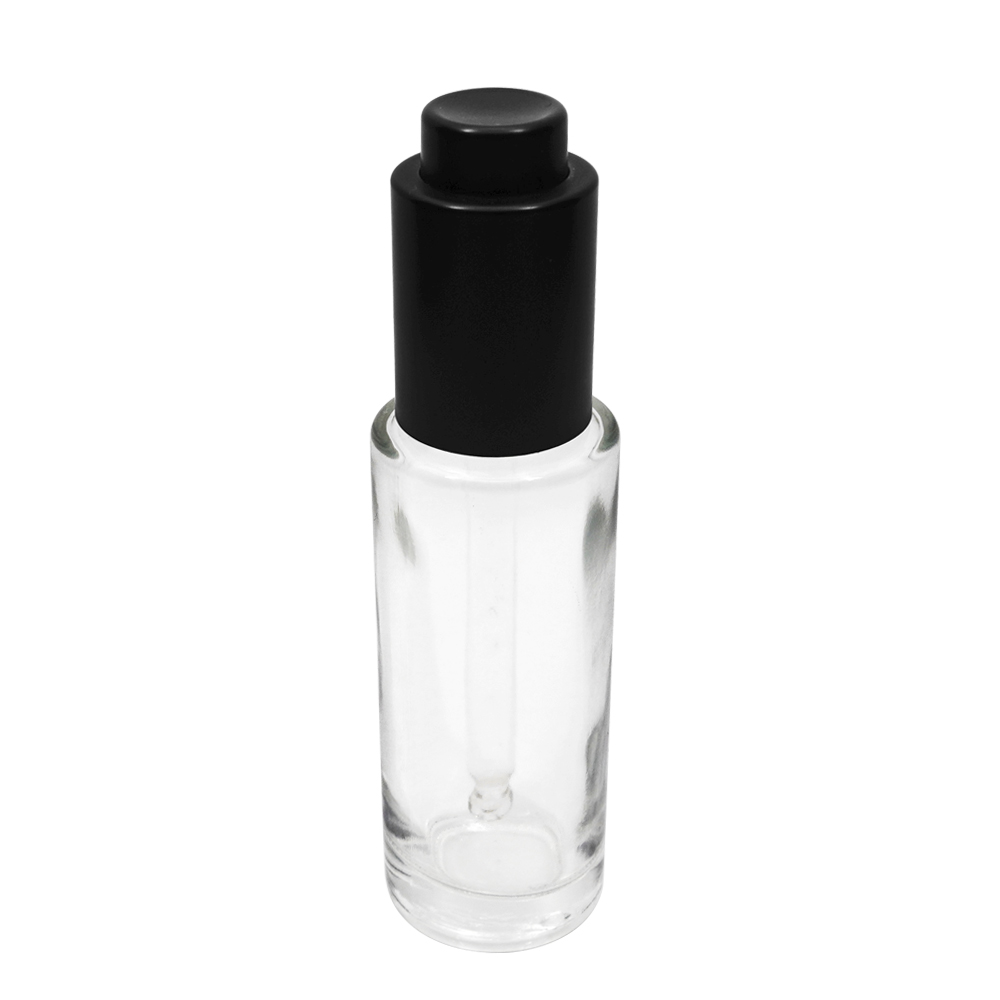 35ml Glass Bottle with18 410 Matte Black Push Button Dropper