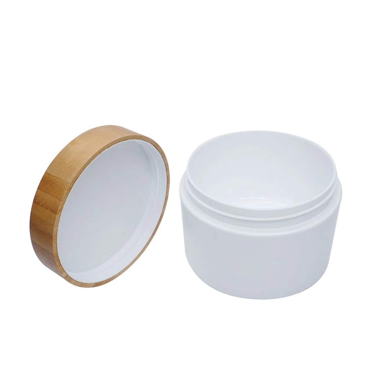 200ml Plastic Cream Jar with Bamboo Lid