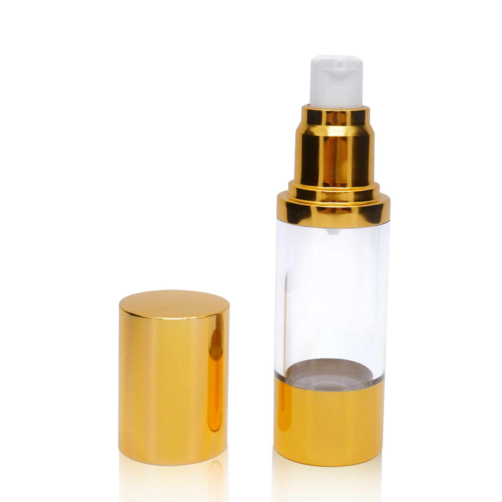 30ml Aluminium Transparent Gold Vacuum Bottle Dispenser Pump Bottle