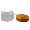 250g Plastic Double Wall Cream Jar with Bamboo Lids for Skin Care