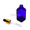 High Quality Blue Square 15ml Glass Essential Oil Bottle With Silicone Dropper