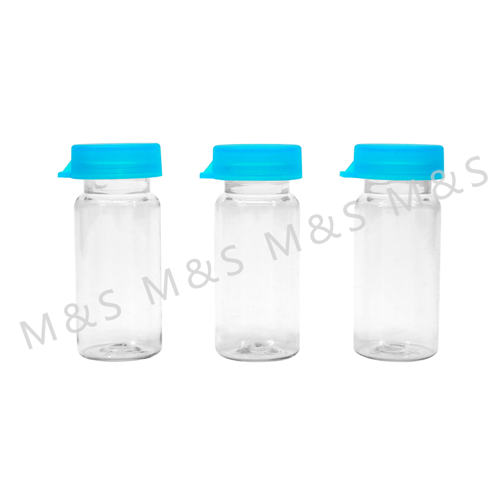 New Product 10ml Transparent Plastic PET Bottle With Blue Cap