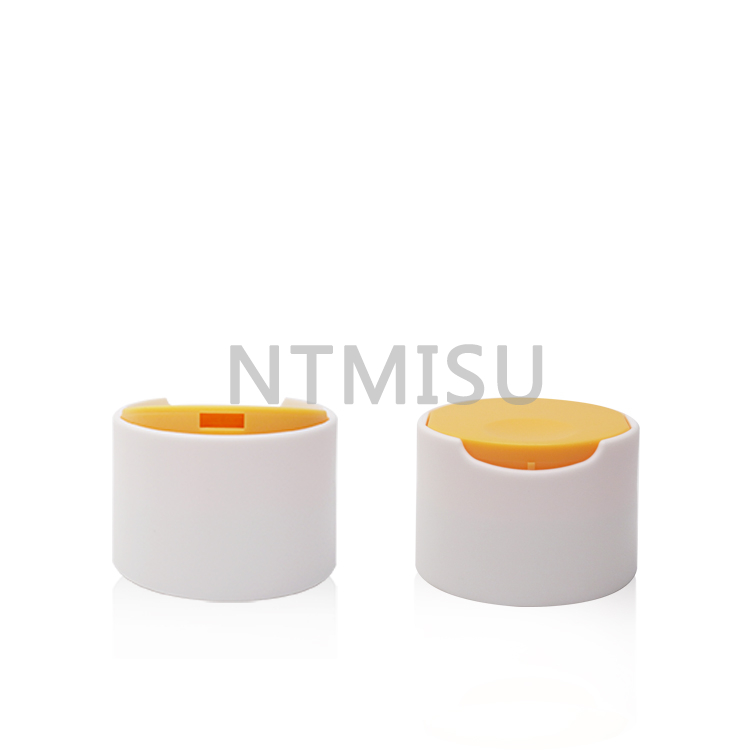 24 410 Double Wall Yellow Plastic Disc Top Cap Cover for Cosmetic Packaging Botttles