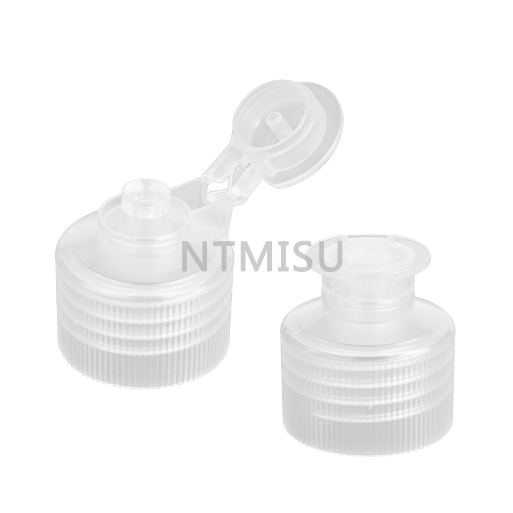 28 410 Clear Smooth Surface PP Flip Open Cap