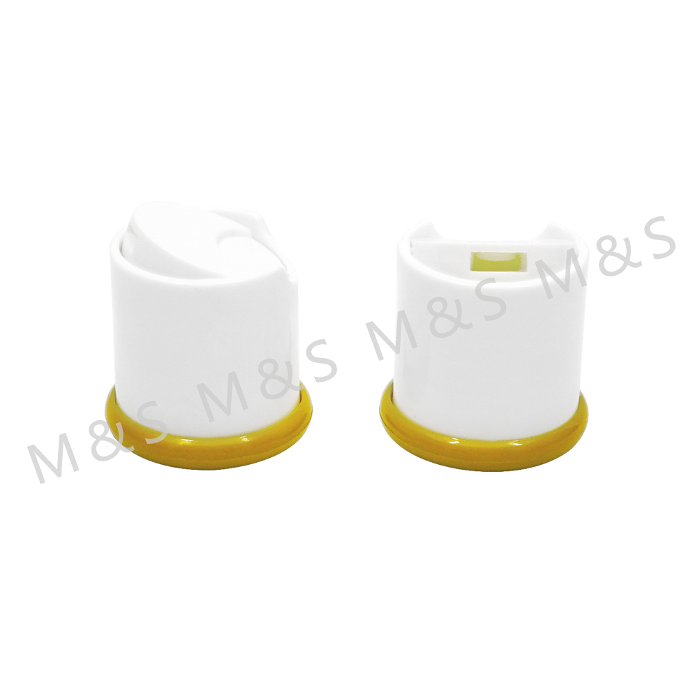 24 410 White and Yellow Plastic Smooth Round Screw Disc Top Cap Lids