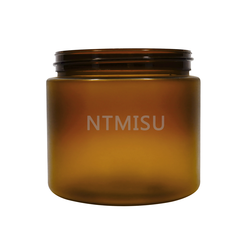 500g Amber Plastic Cream Jar with Bamboo Lids
