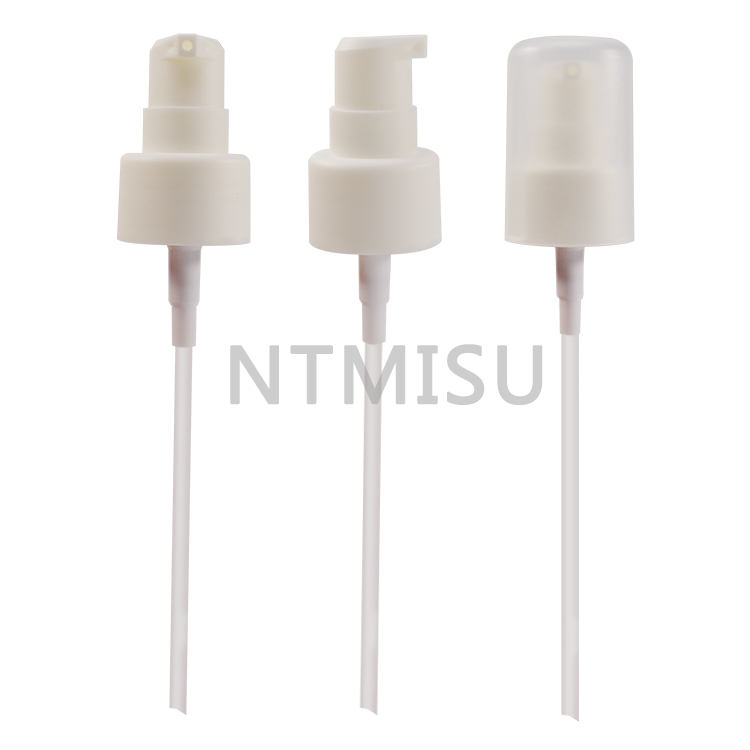 Custom Color 24 400 Pure White Frosted Cream Pump with Over Cap for Essential Oil