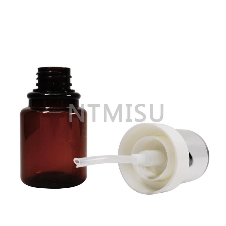 40ml 60ml 100ml Amber PET Plastic Bottle Wih Cream Pump Full over Cap