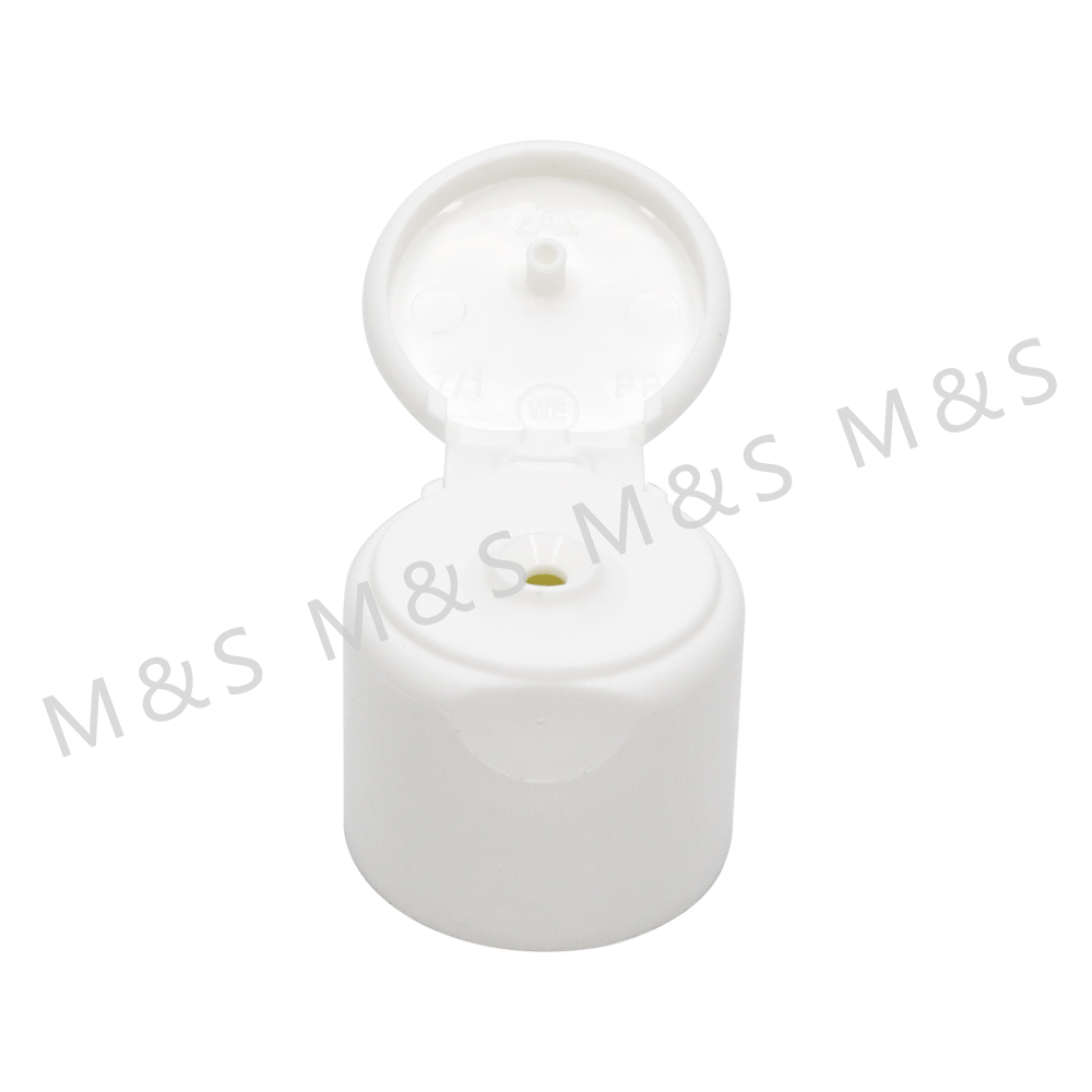 24 410 White Plastic Smooth Flip Top Cap for Cosmetic Bottle