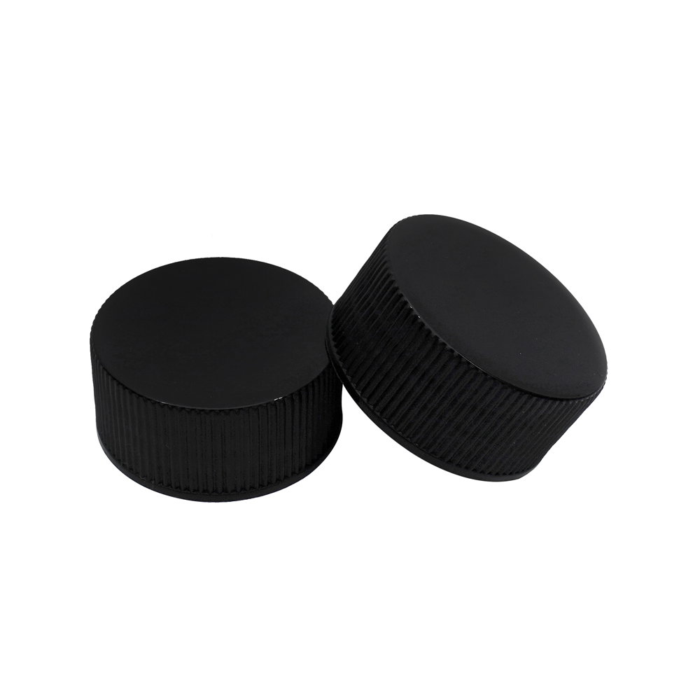36 410 Black Round Plastic Ribbed Screw Top Cap for Bottle