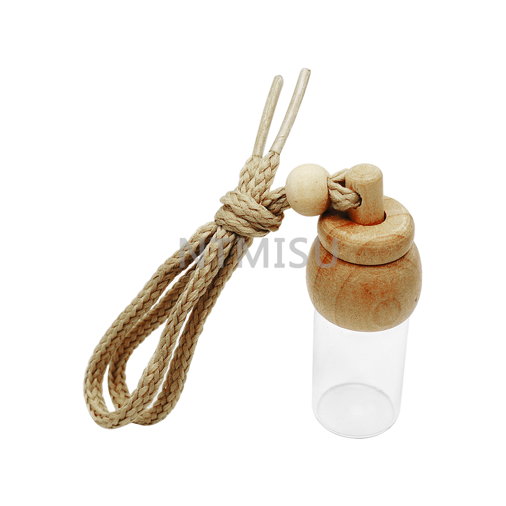 7ml Empty Hanging Car Perfume Glass Bottle with Wood Cap