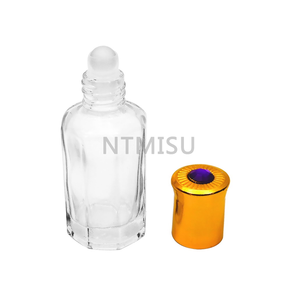 13ml Roller Ball Glass Bottle With Shiny Gold Cap