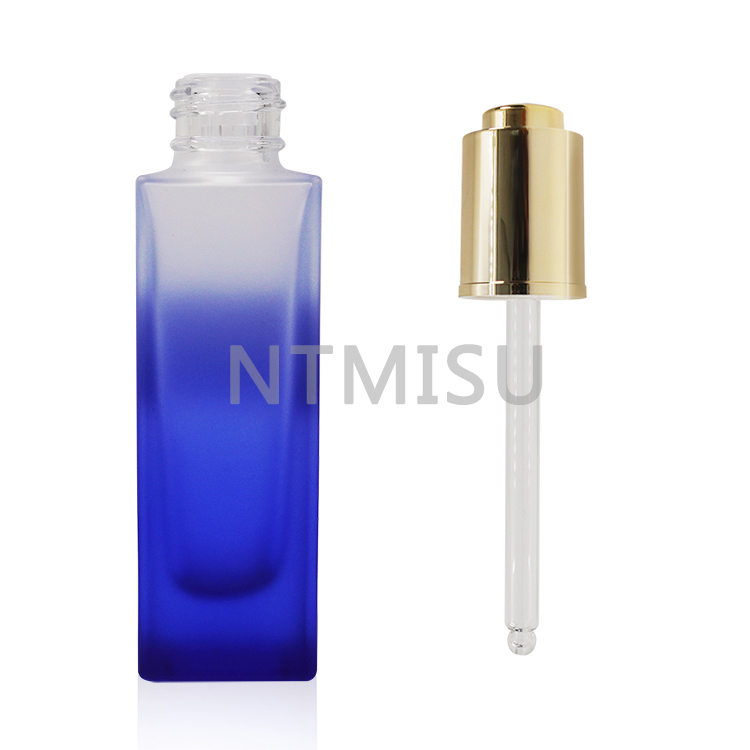 1oz 30ml Excellent Transparent Gradient Blue Glass Bottle with oil dropper for essential oil