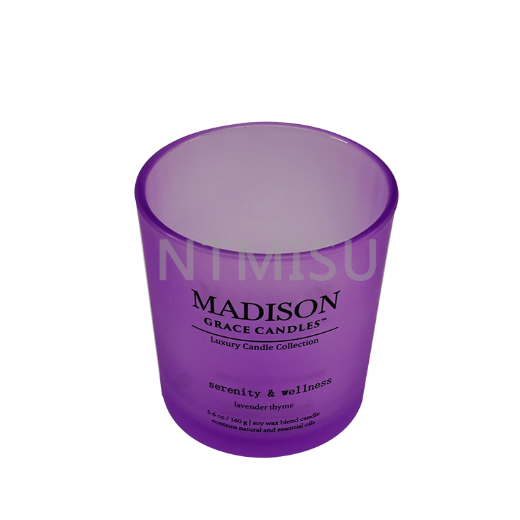 5.6oz 160g Purple Glass Candle Cup with Logo on The Surface