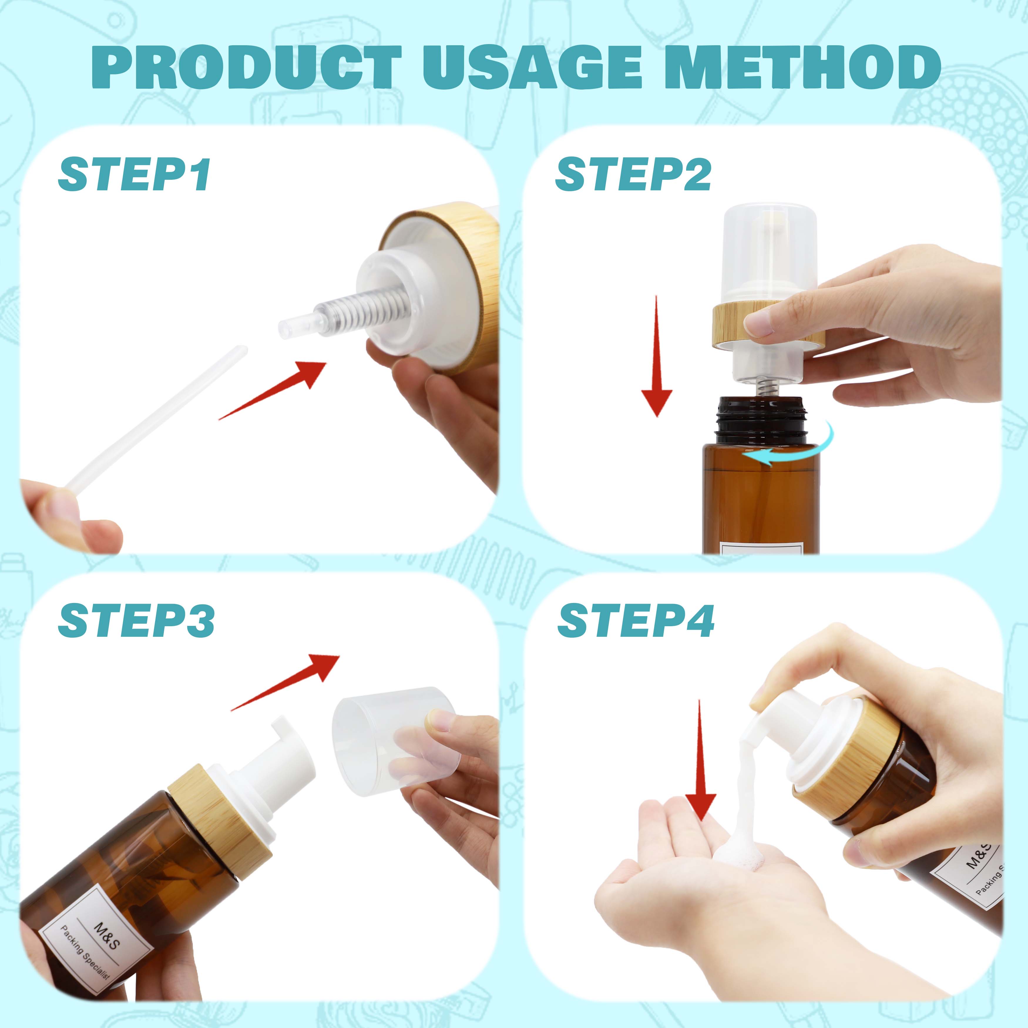 43mm Bamboo Foam Soap Pump Foaming Dispenser For Cosmetic Packaging
