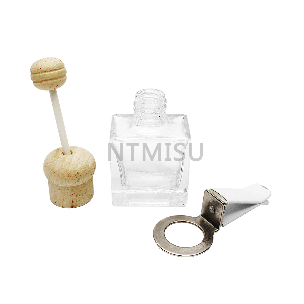 9ml Empty Car Perfume Glass Bottle And Wood Cover with Metal Button