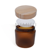 500ml 16oz Amber Frosted Cream Jar with Bamboo Lid