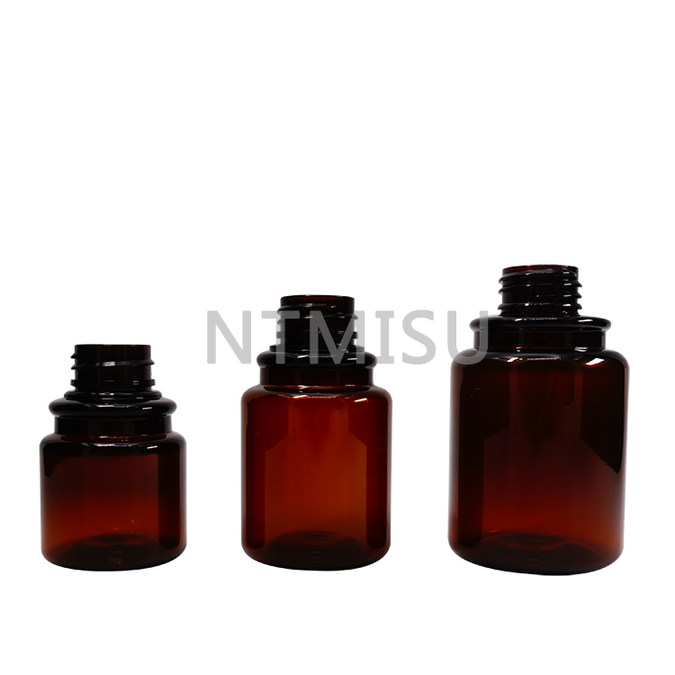 Amber Plastic Bottle with Lotion Pump Cosmetic Emulsion Bottle for Skin Care