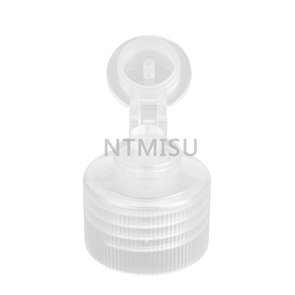 28 410 Clear Smooth Surface PP Flip Open Cap