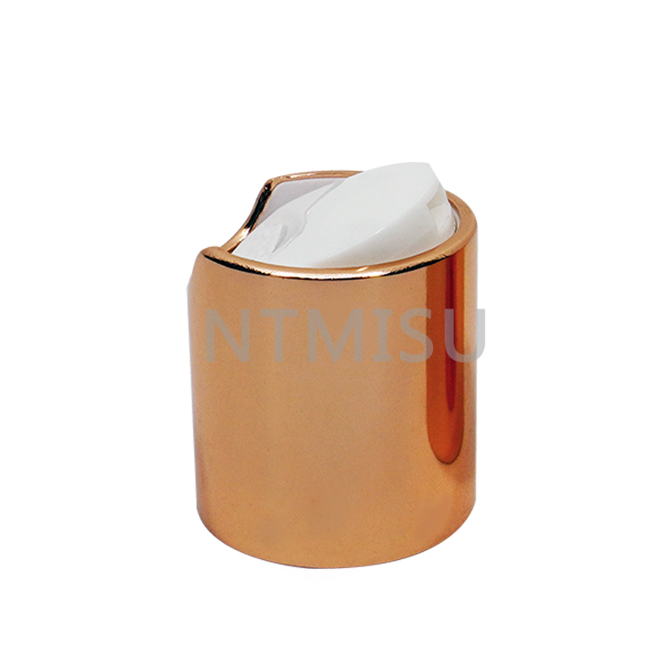 20/410 Customized Surface Handling Rose Gold Aluminum Disc Top Cap for Lotion Dispenser