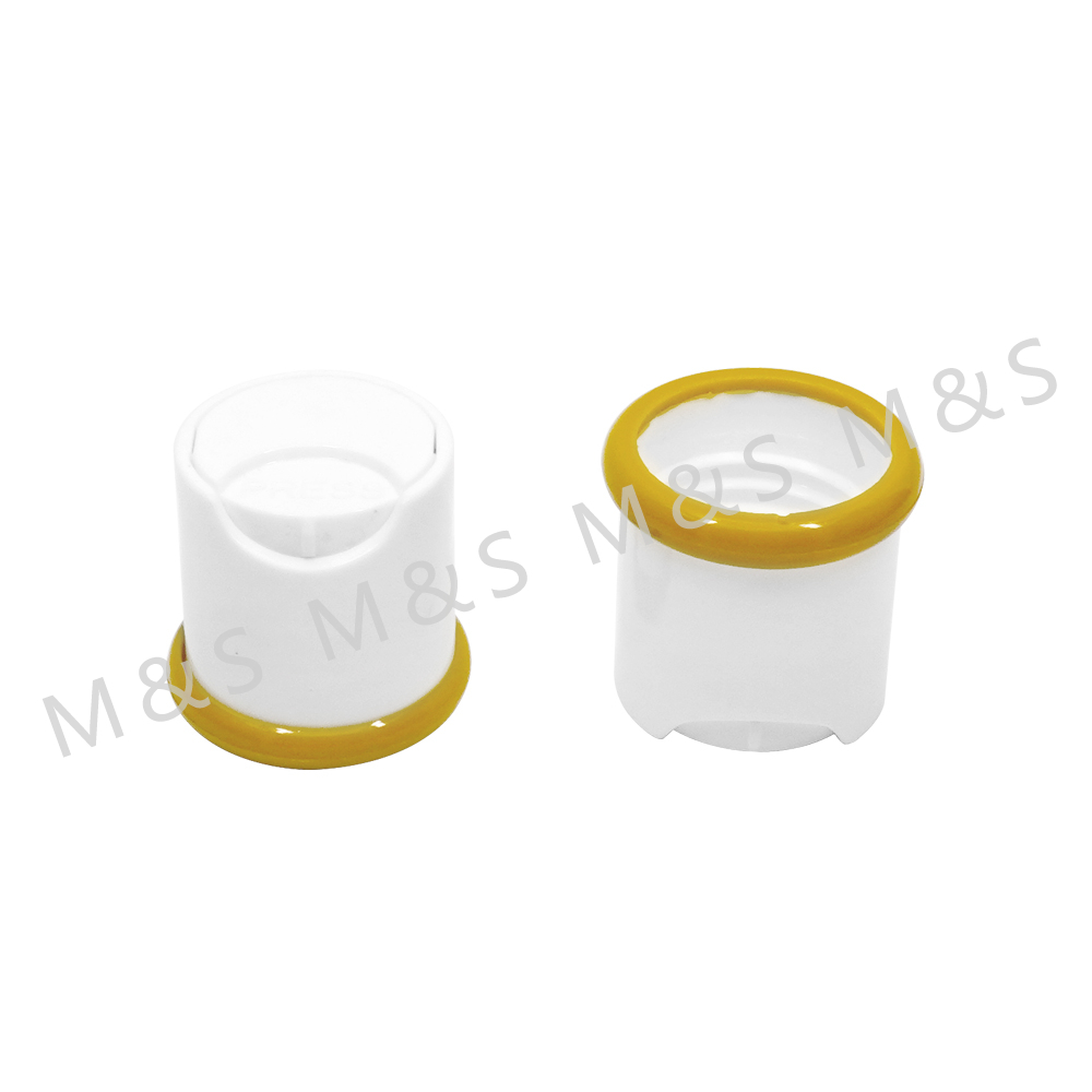 24 410 White and Yellow Plastic Smooth Round Screw Disc Top Cap Lids